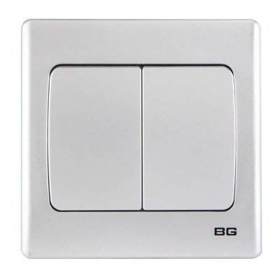 British General BG SILVER Neo Slimline 10A 2 GANG 2 WAY Rocker Switch (PCSL42W)
